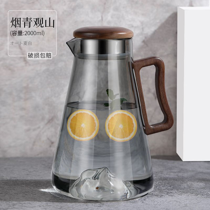 观山冷水壶玻璃耐热耐高温大容量冷泡果汁水杯家用茶壶茶杯套装