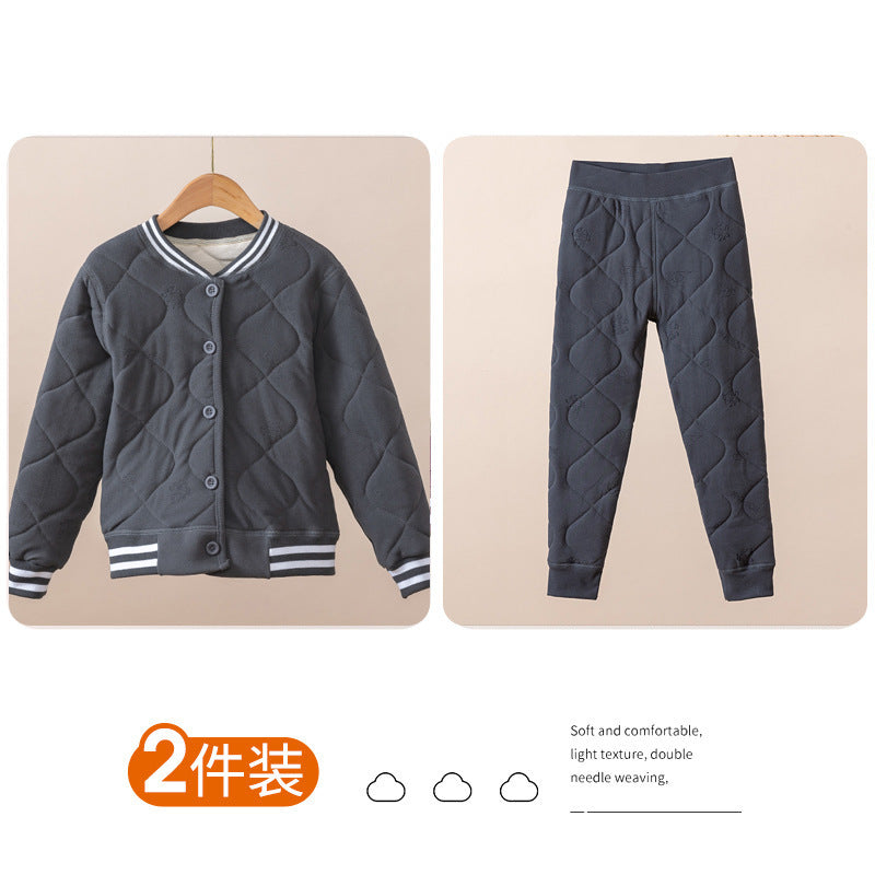 儿童保暖裤小棉袄冬季套装校服神器男女童棉服棉裤中大童冬装棉衣