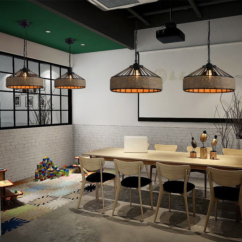 麻绳吊灯蒙古包复古工业风个性创意饭店餐厅吧台火锅店咖啡厅酒