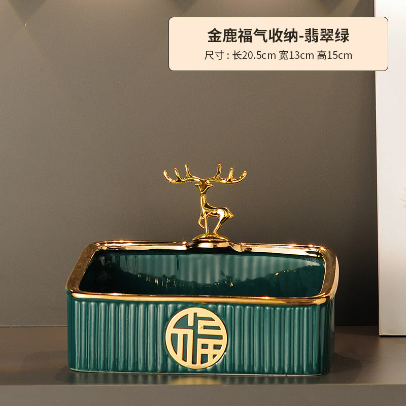入户玄关门口钥匙收纳摆件现代简约家居装客厅鞋柜装饰品置物福气