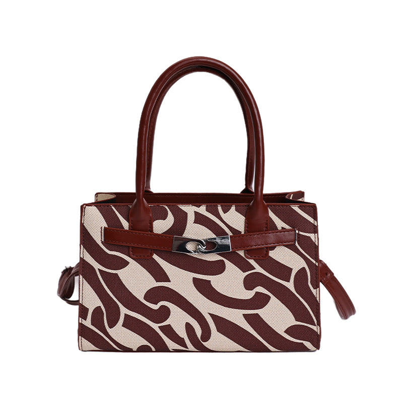 Korean High-End Print Small Square Retro Handbag – Women's Trendy Fashion Bag