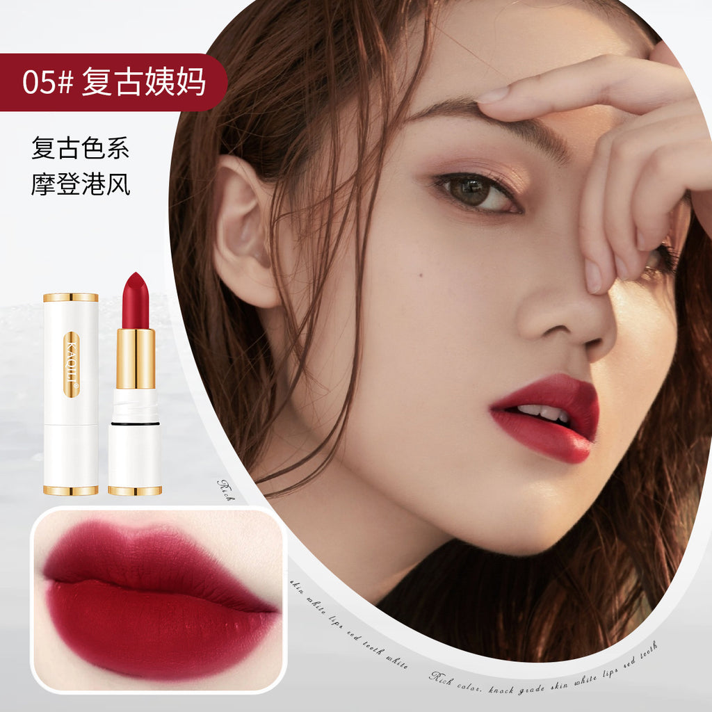 小白管丝雾不沾杯不掉色口红哑光持久防水姨妈色唇膏不沾杯口红