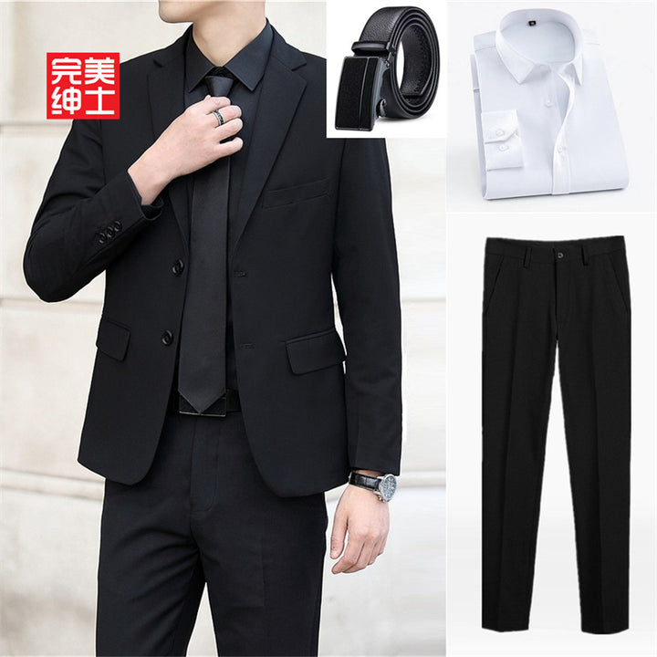 春秋季青年商务西服套装男士西装西裤三件套婚庆礼服新郎伴郎团体