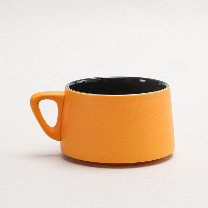 陶瓷咖啡杯碟套装高颜值粗陶渐变马克杯轻奢家用餐厅拉花杯水杯子