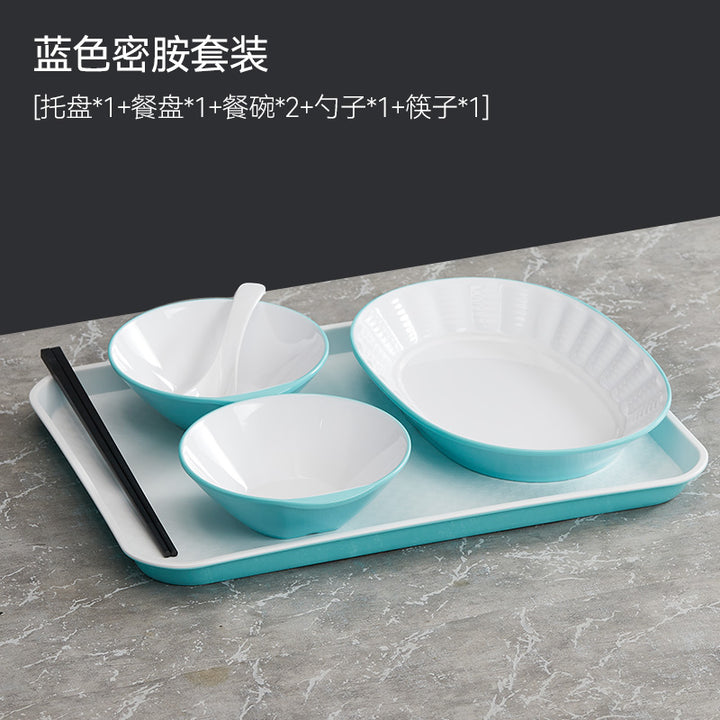 自助选现炒快餐称重菜盘商用套装学校食堂密胺餐具汤碗碟托盘