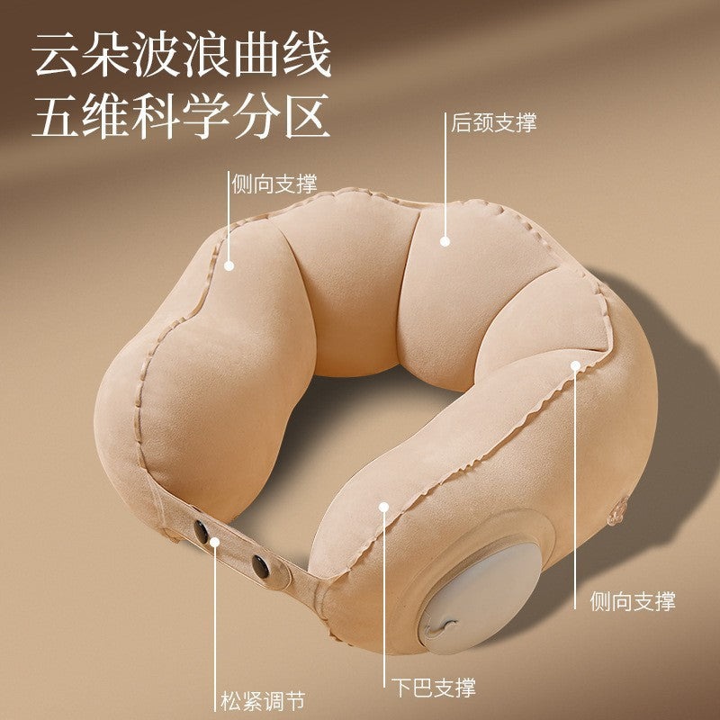 【升级款】充气u型枕旅行护颈椎枕飞机火车睡觉靠枕便携u形枕按压