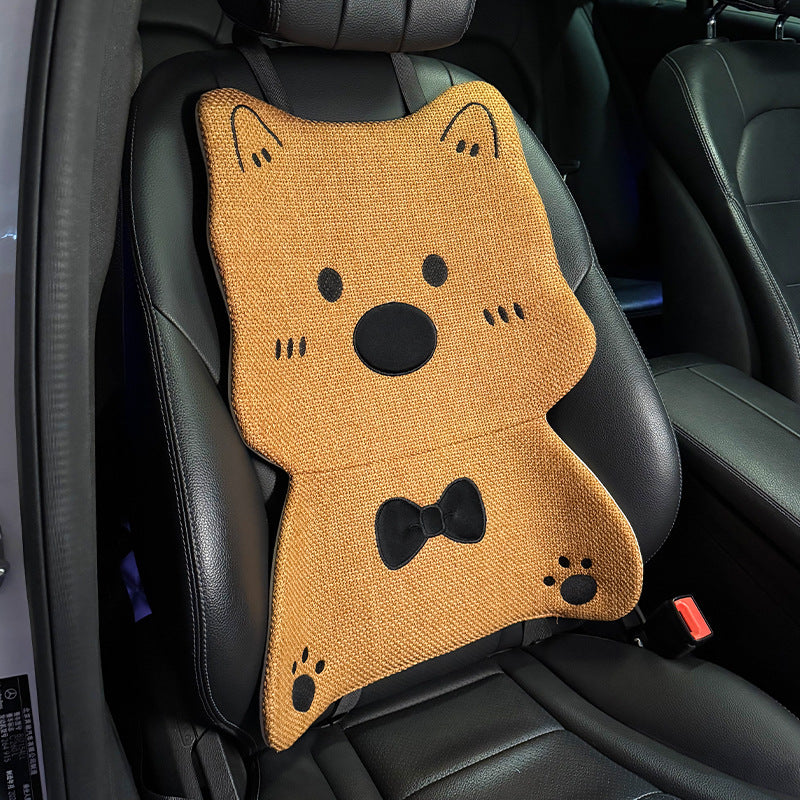 Linen Car Seat Cushion All Season Universal Women's Cute Dog Summer Compatible