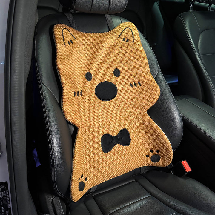 Linen Car Seat Cushion All Season Universal Women's Cute Dog Summer Compatible