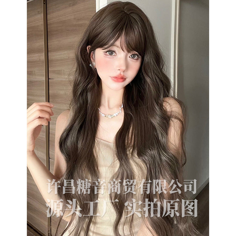 糖音假发女长卷发lolita逼真空气刘海假发全头套式假发