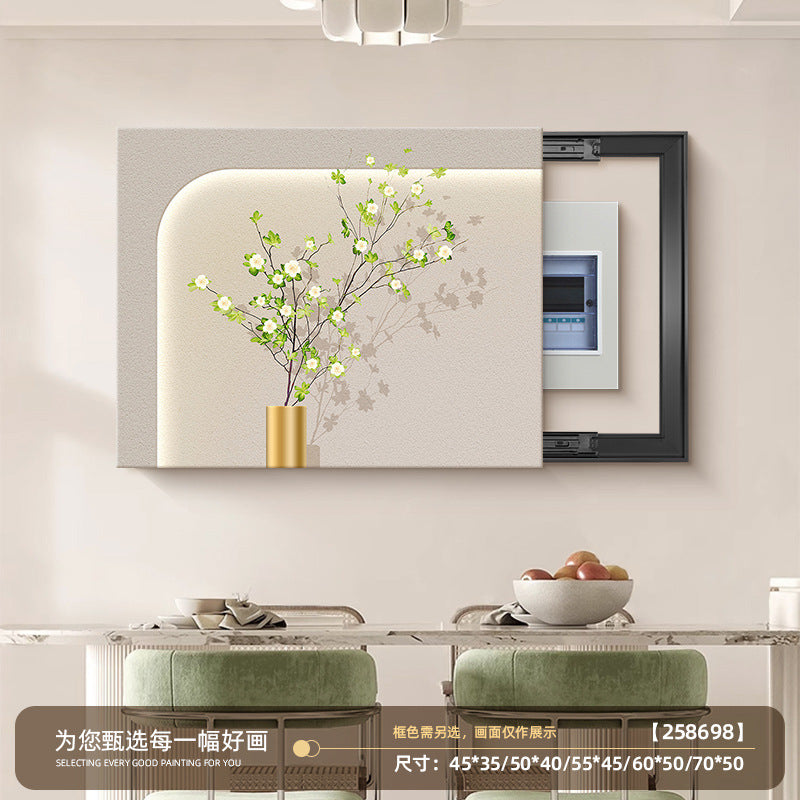 电表箱装饰画2025新款奶油风免打孔配电箱电盒子总闸开关遮挡挂画