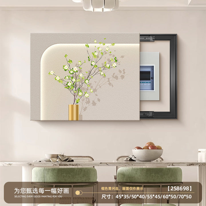 电表箱装饰画2025新款奶油风免打孔配电箱电盒子总闸开关遮挡挂画