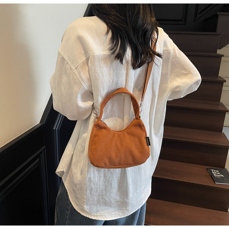 2024New Casual Large Capacity Women's Shoulder Bag Trendy Corduroy Versatile Crossbody Bag Trendy Bag Cross-Border Hot Item