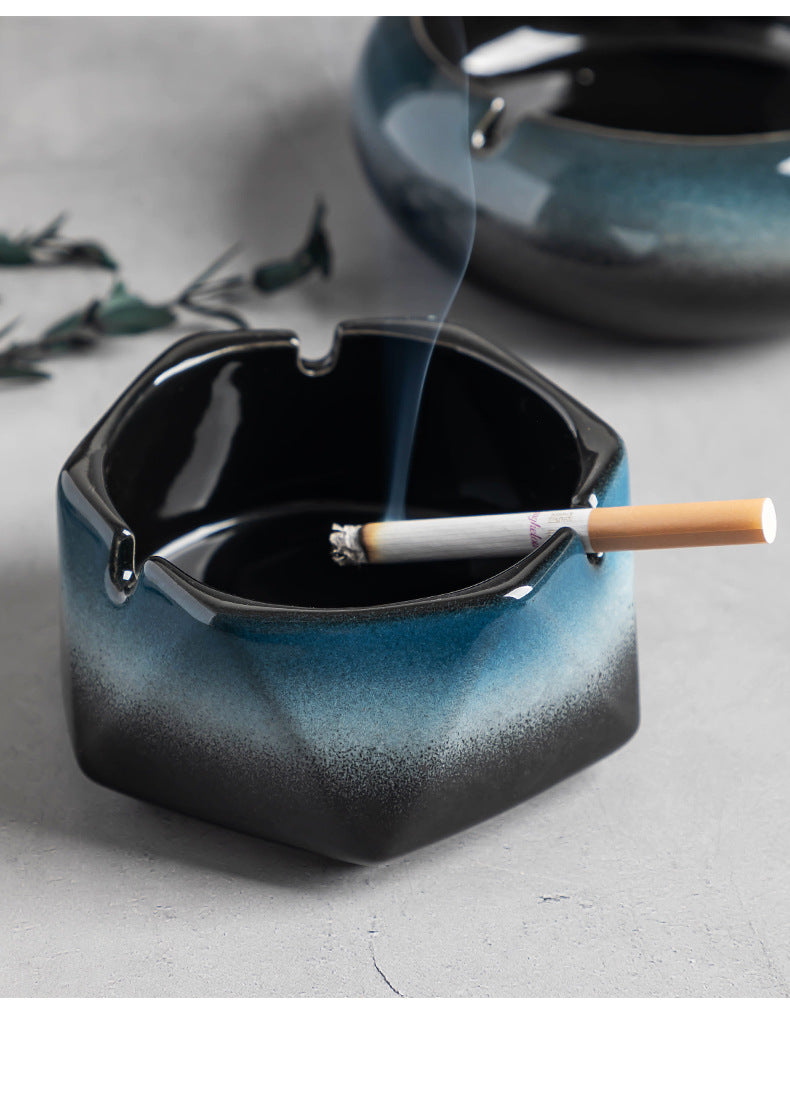Large Ashtray Creative Personality Ceramic Ashtray Home Retro Chinese Style Living Room Light Luxury Office Trendy Ashtray
