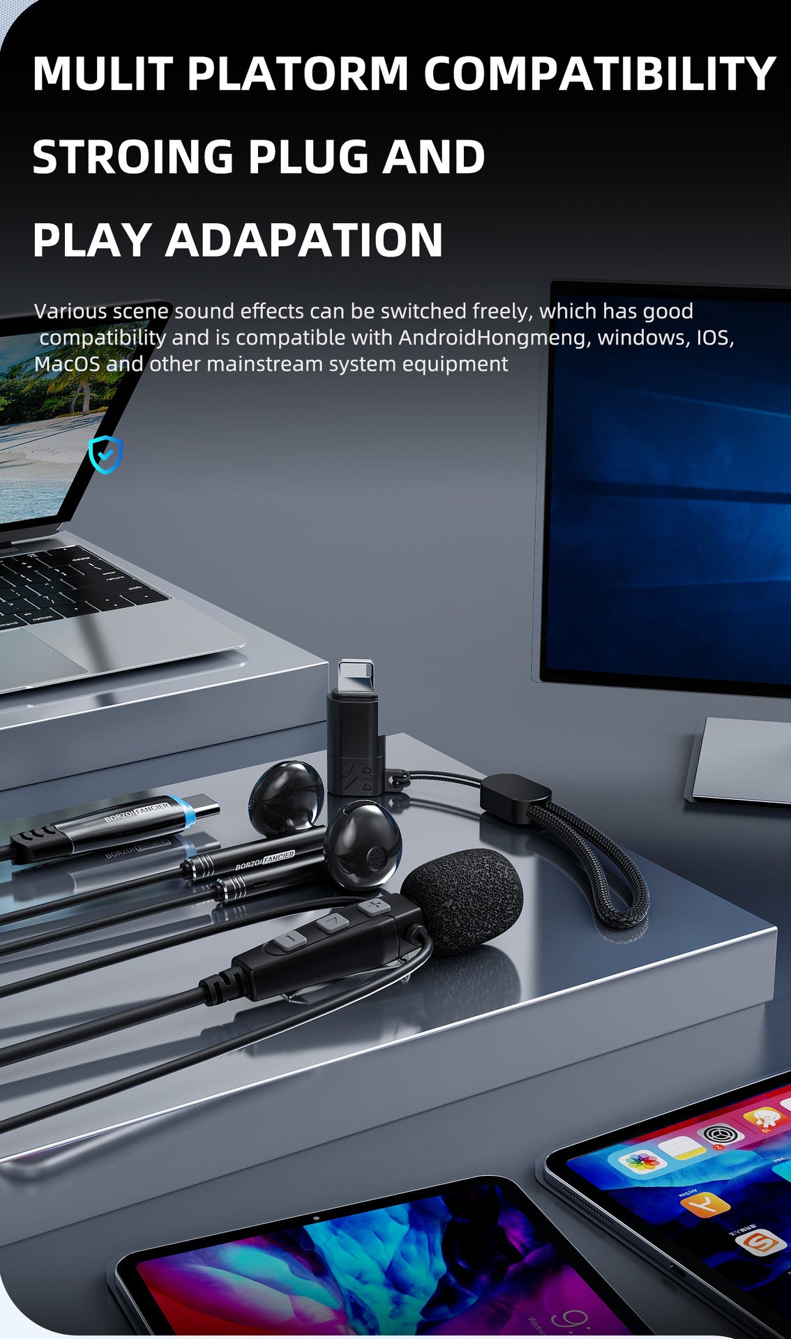 New Professional k Song Live Broadcast Dedicated Sound Card Headset DSP Reverberation Gaming E-Sports Headset Real-Time Ear Return Headset