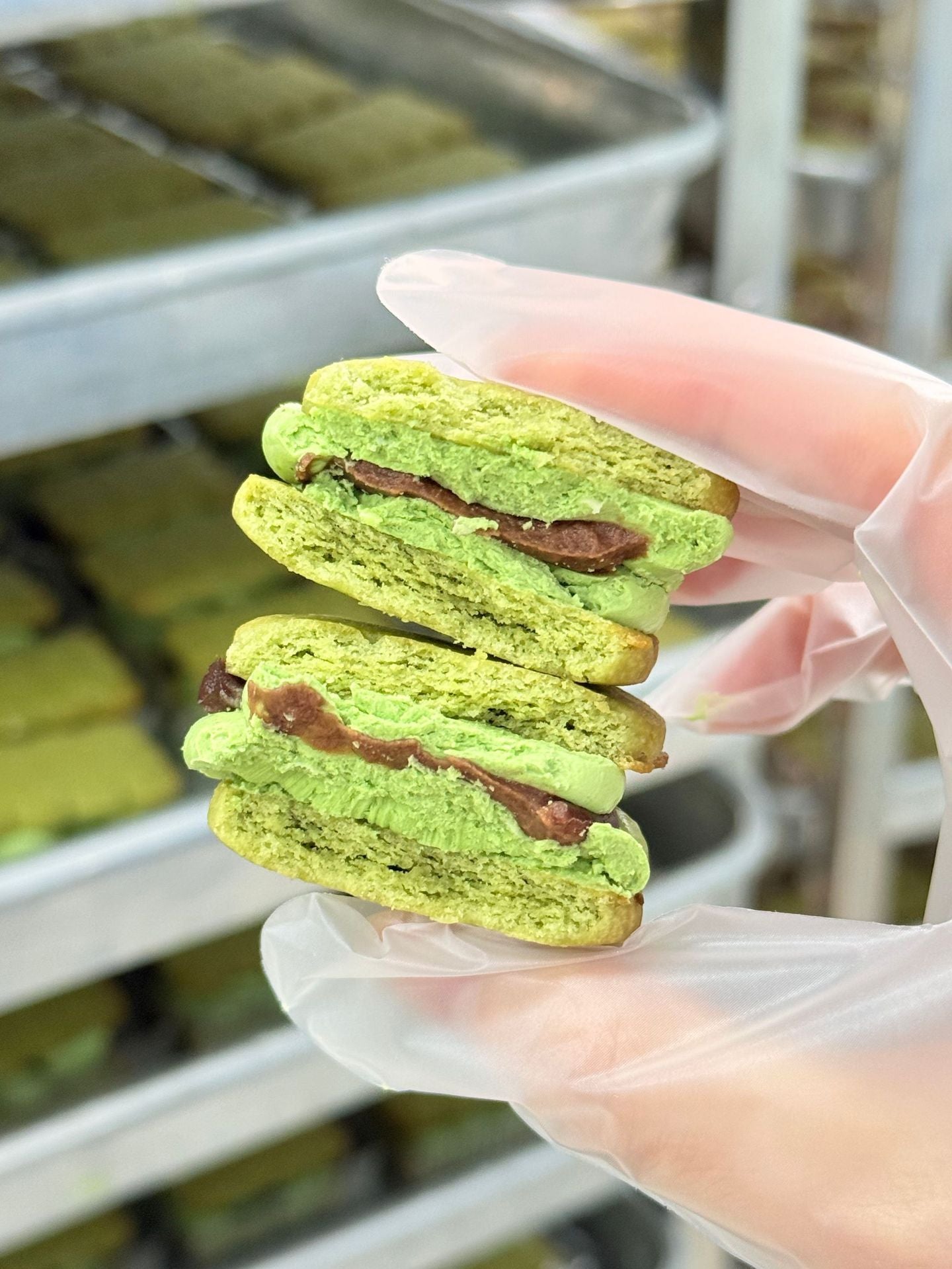 Frozen Chewy Butter Sandwich Cookies Matcha Chocolate Multi-flavor Ice Cream Texture Cake Snacks Factory