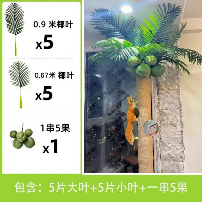 Artificial Coconut Tree Real Green Plant Coconut Fruit Leaves Pipe Decoration Sewer Cover Indoor Beautification Balcony Artificial Landscape