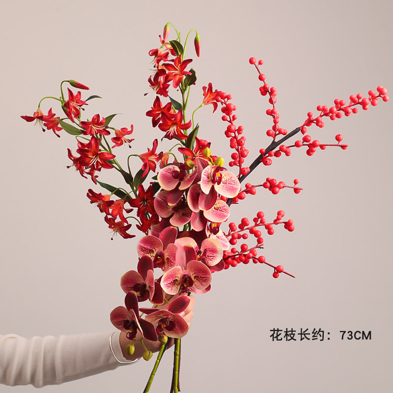 Wholesale Housewarming Gift Winter Green Red Fruit Artificial Flower Bouquet Decoration Ornament New Home Move-in Joy One Piece Dropshipping