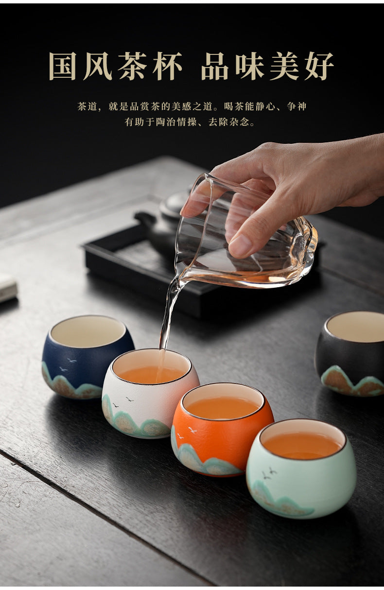 Tea Cup Ceramic Master Cup Personal Single Cup National Trend Forbidden City Cultural Creative Retro Hand-painted Tasting Cup Gift Box Set Souvenir