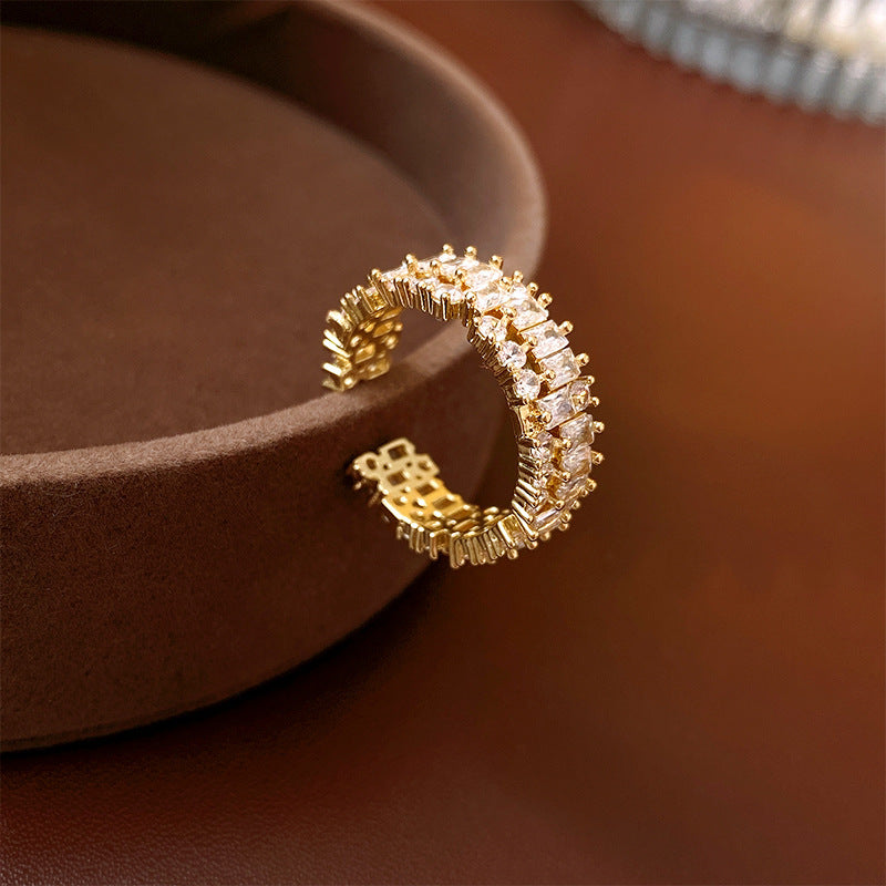 Real Gold Plated Baroque Pearl Tulip Flower Open Ring Korean Fresh Sweet Forest Style Light Luxury Jewelry