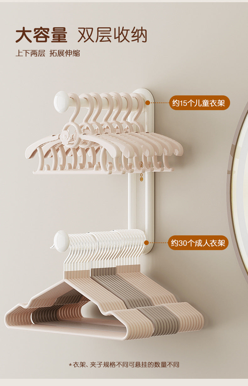 Hanger Storage Artifact No-Drill Household Wall-Mounted Retractable Storage Rack Wall Hanger Storage Shelf