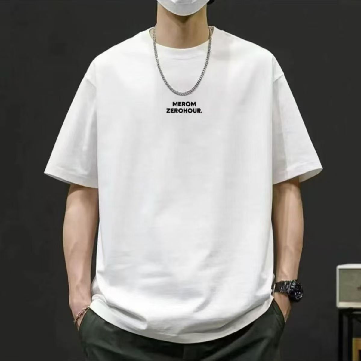Men's Short Sleeve t T-shirt Ice Silk Short Sleeve Men T T Shirt Summer round Neck Bottoming Shirt Casual All-Matching and Handsome Short t Men's T-shirt