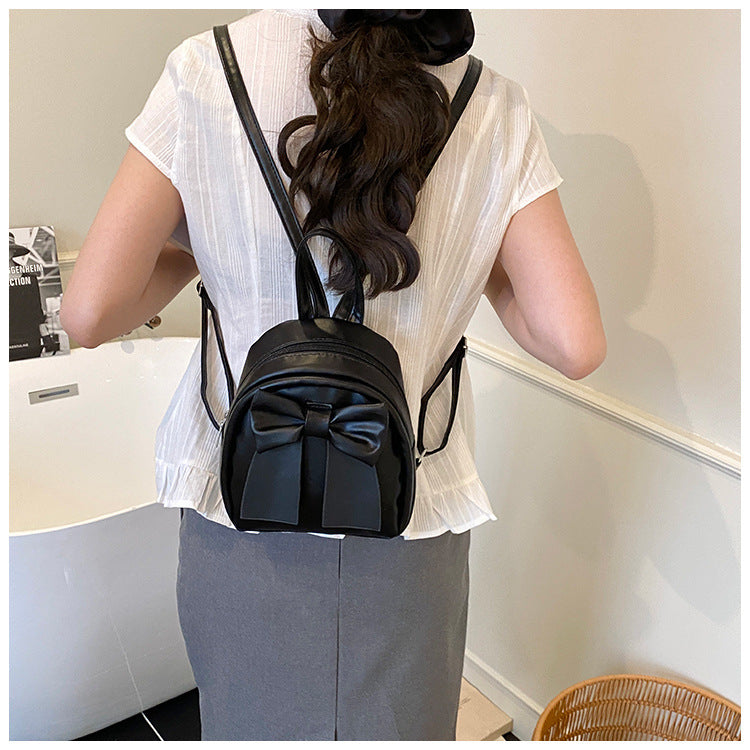 2025Summer New Niche Bow Backpack for Women, Stylish and Simple Handheld, Single Shoulder, Crossbody, and Double Shoulder Backpack