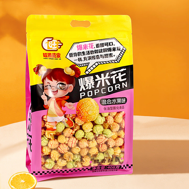 Prosperous to All Families408Gram Bagged Popcorn Caramel Flavor Cream Flavor Mixed Fruit Flavor Snacks Puff Pastry