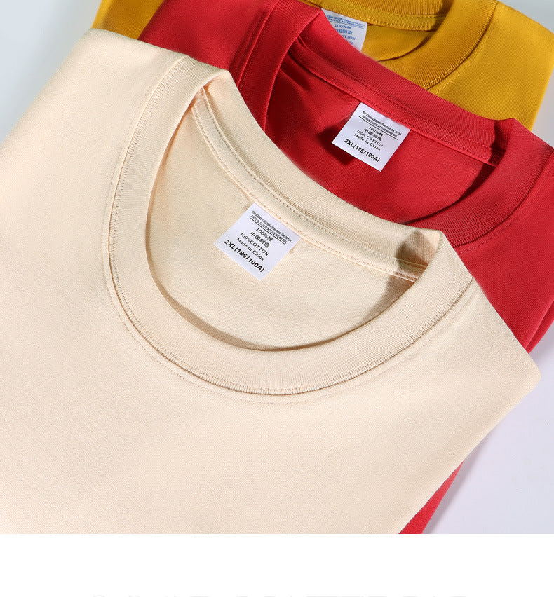 Dark Purple400g Heavyweight Pure Cotton Short Sleeve Unisex t Solid Color Thick Non-See-Through Versatile Loose Half-Sleeve Base Shirt