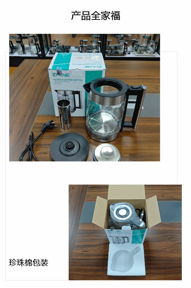 ZHUNE In-stock Glass Electric Kettle Electric Kettle Tea Kettle Water Boiler for Home and Hotel Wholesale1.8L Capacity