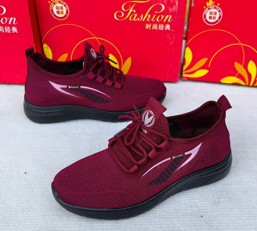 Spring Summer Women's Cloth Shoes Single Layer Fly Weave Slip-On Polyurethane Sole Breathable Flat Casual Women's Shoes