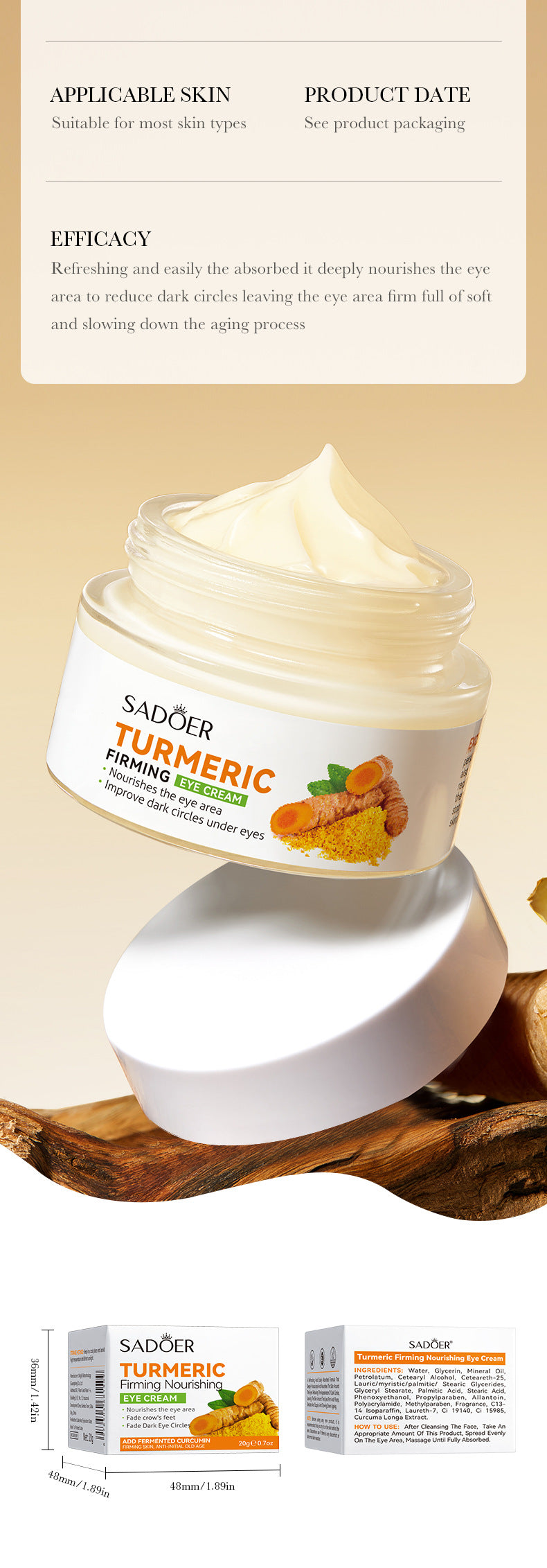 Full English Turmeric Skincare Set SADOER Cleansing, moisturizing, hydrating five-piece set for cross-border foreign trade wholesale