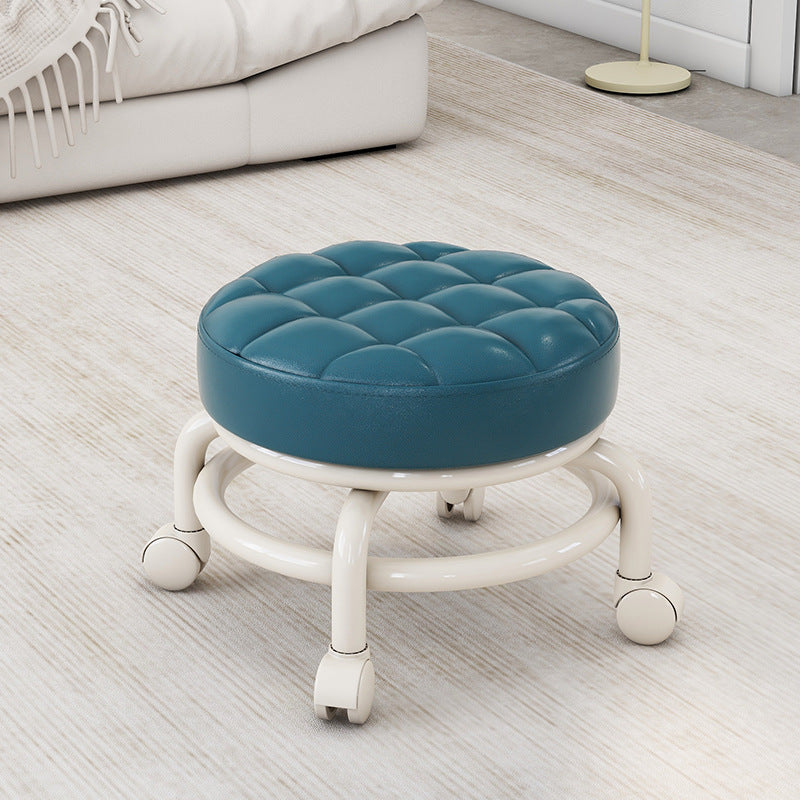 Universal Wheel Small Stool with Wheels, Low Stool for Home, Shoe Changing Stool, Living Room Children's Round Stool with Wheels, Silent Wheels