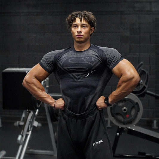 YOUNGLA New American-style Muscle Fitness Men's Sports Short Sleeve Casual Running Quick-dry Breathable Tight-fitting Shirt t T-shirt
