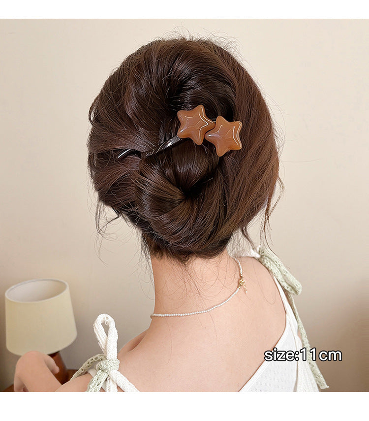 Vintage Simple Star Hair Twist Clip High-End Elegant Back of Head Bobby Pin Summer Versatile Shark Clip