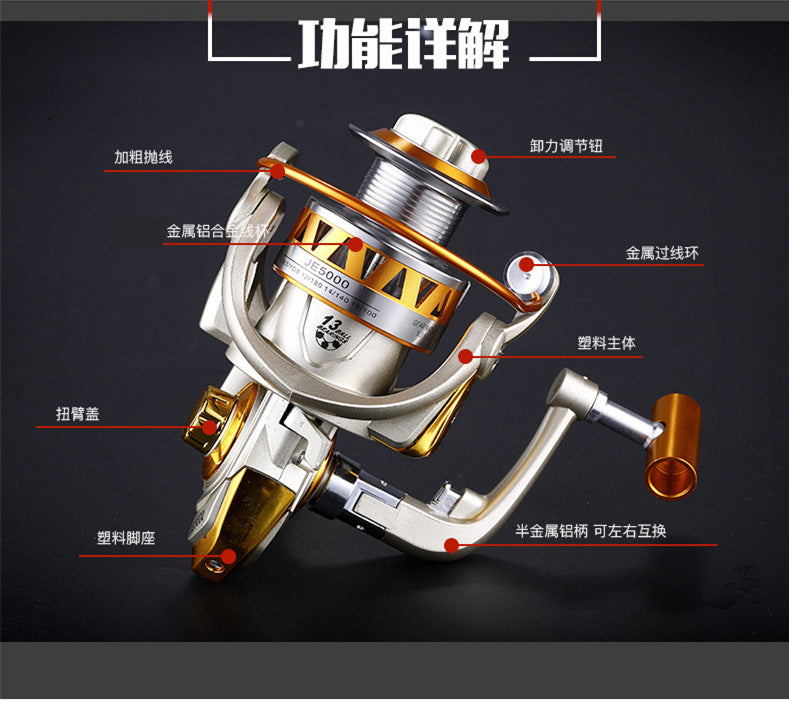 Xinlong Weihai Rod Spinning Fishing Reel 13Bearing Full Metal Head Fishing Reel Long Casting Fishing Rod Accessories Market