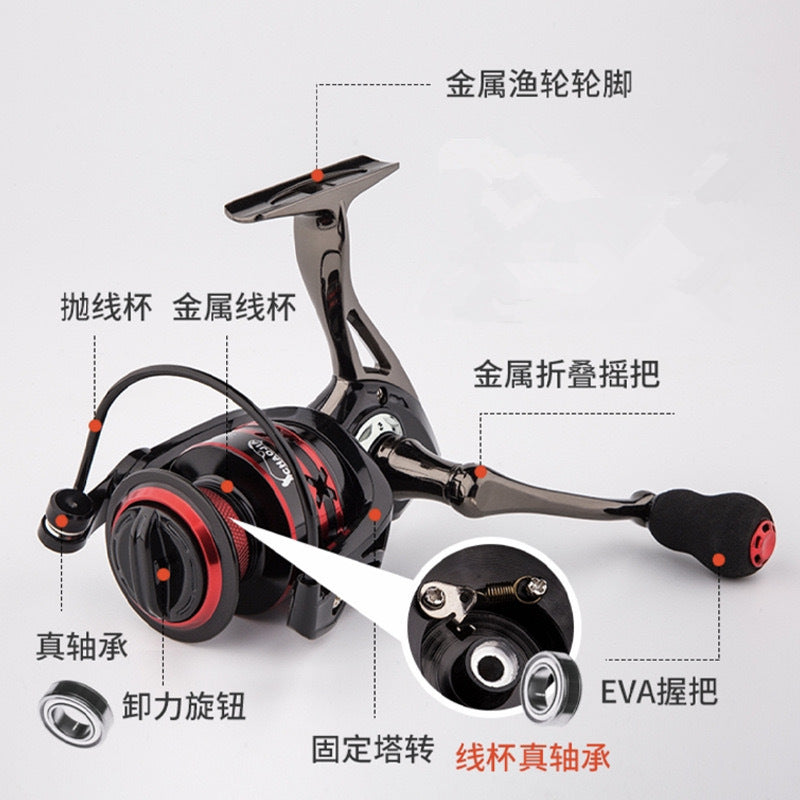 Xinlong Weihai Rod Spinning Fishing Reel 13Bearing Full Metal Head Fishing Reel Long Casting Fishing Rod Accessories Market