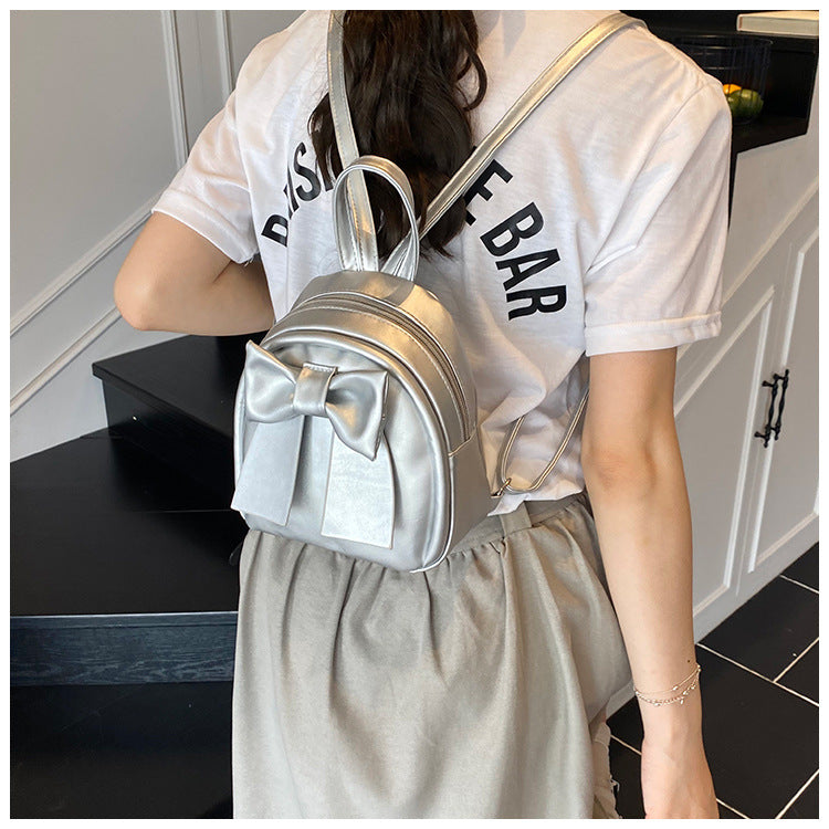 2025Summer New Niche Bow Backpack for Women, Stylish and Simple Handheld, Single Shoulder, Crossbody, and Double Shoulder Backpack