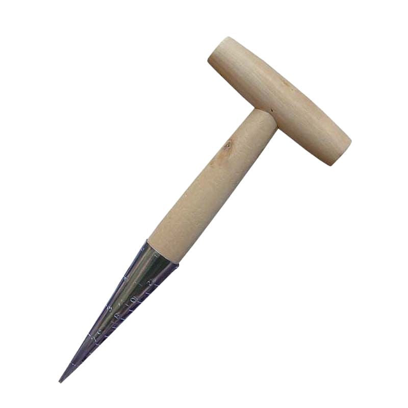 Gardening Hole Puncher T Type Fertilizer Vegetable Seeds Seedling Transplanting Planting Tool Wooden Handle Garden Fertilizer Punching Seeding Tool