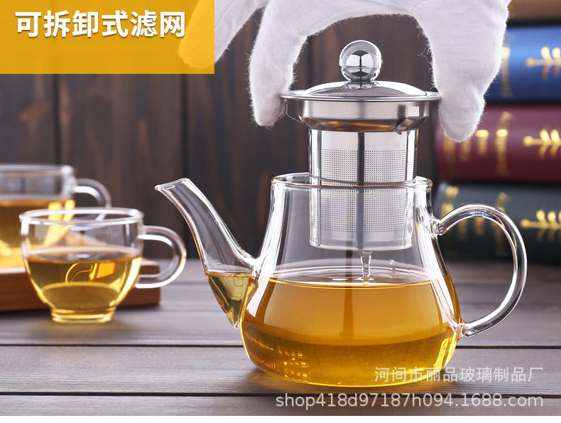 Manufacturer Wholesale Glass Teapot Stainless Steel Filter Inner Liner Flower Tea Brewing Teapot Electric Ceramic Stove Heating Tea Kettle