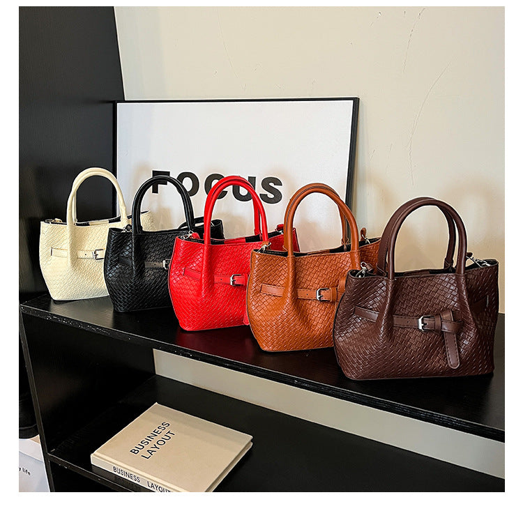 Korean style Niche Sweet Girl Handbag2025New high-end vegetable basket woven bag single shoulder crossbody bag