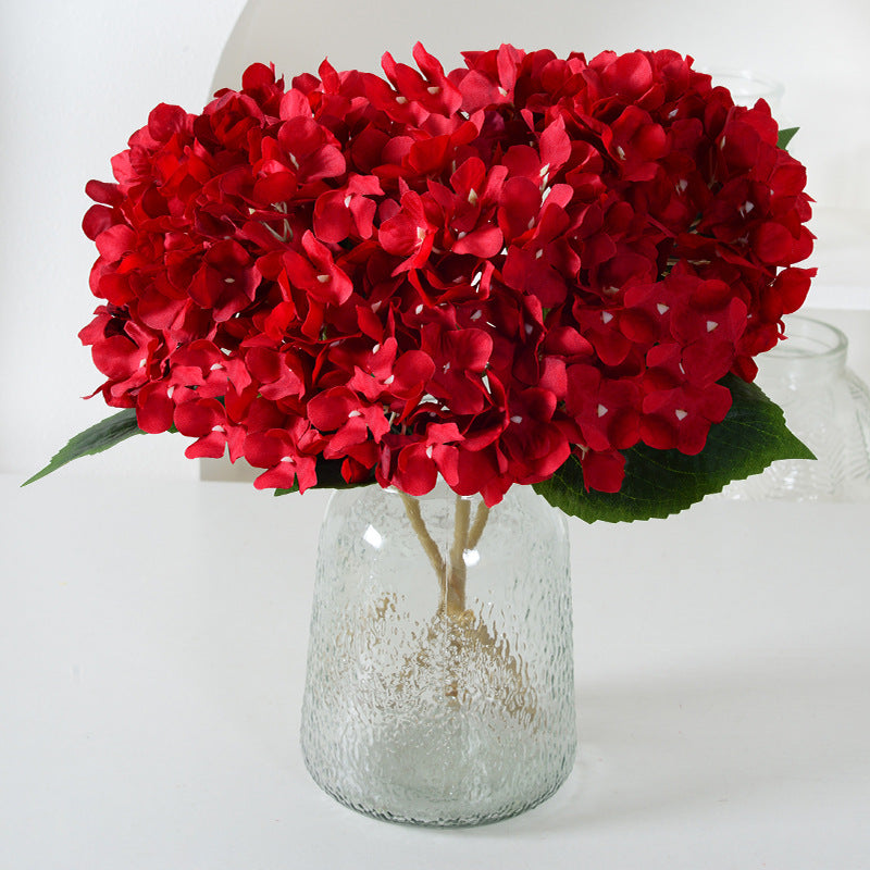 Artificial Hydrangea with Leaves for Wedding Decoration, Artificial Silk Flowers, Archway Flowers, Home Decor Fake Flowers, Single Artificial Flowers