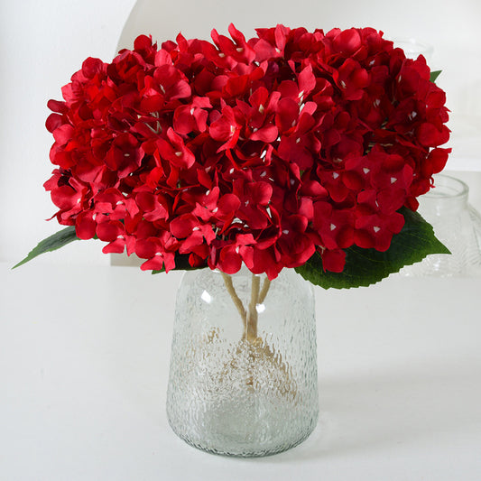 Artificial Hydrangea with Leaves for Wedding Decoration, Artificial Silk Flowers, Archway Flowers, Home Decor Fake Flowers, Single Artificial Flowers