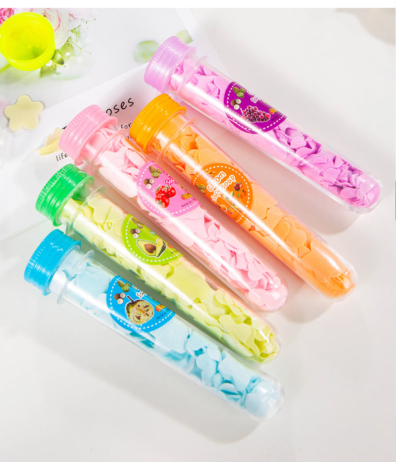 Outdoor Portable Hand Washing Travel Disposable Paper Soap Tablets Test Tube Soap Flower Soap Paper Bottle Flower Shape Soap Tablets
