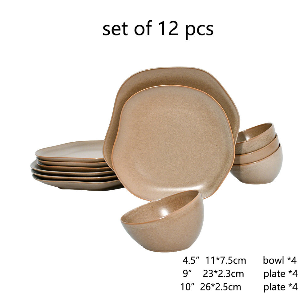 ceramic black plates bowl dinnerware Set of 4 set of 16Set