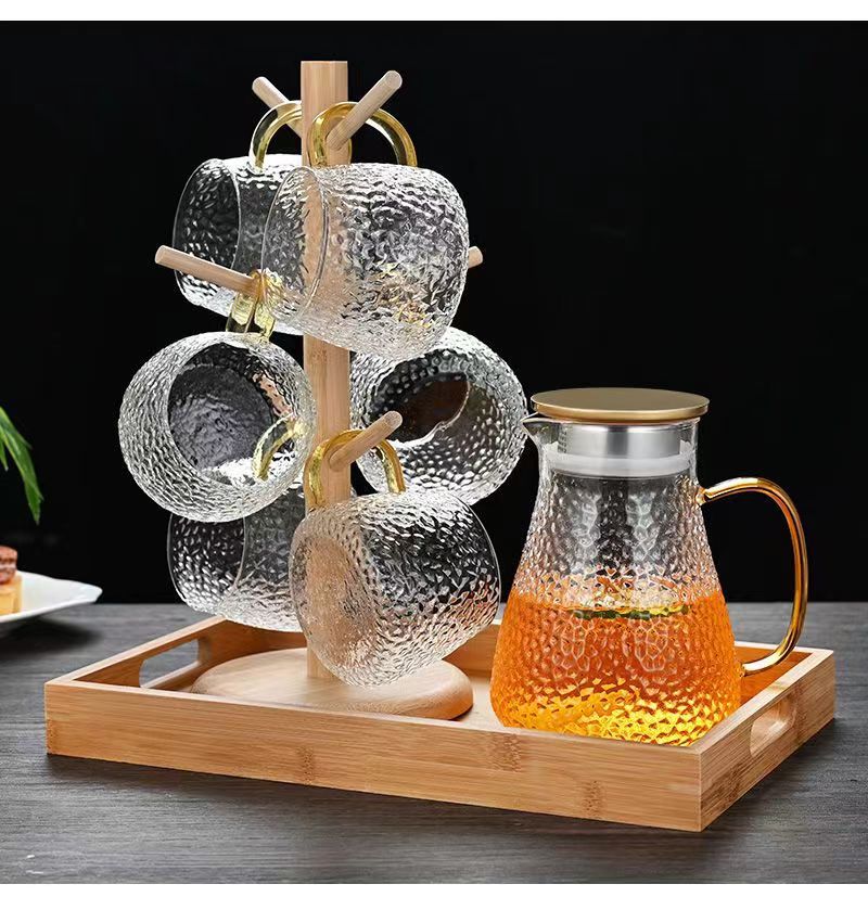 Cold Water Pitcher Glass High Temperature Resistant Household Cold Water Pitcher Set Large Capacity Tea Pitcher Cold Water Cup Juice Pitcher
