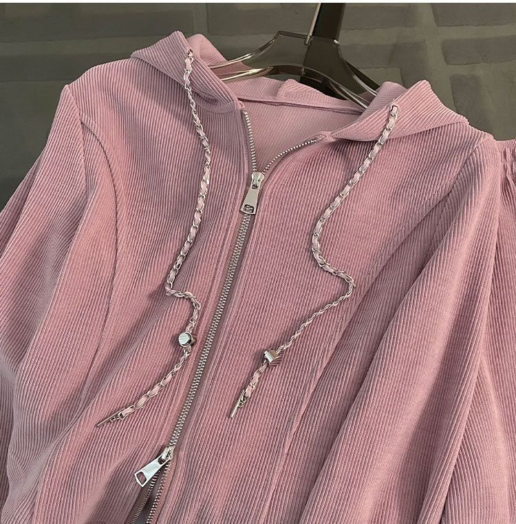 Casual Sports Suit for Women, Spring and Autumn New Loose Short Hooded Top with Draped Split Wide-Leg Pants Two-Piece Set