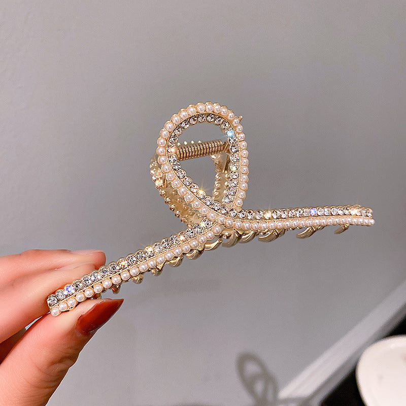 Pearl Large Star Clip Hair Clip Korea ins Fashionable Light Luxury Shark Clip Hair Claw Back of Head Side Hair Accessory for Women