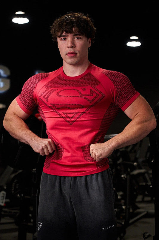 YOUNGLA New American-style Muscle Fitness Men's Sports Short Sleeve Casual Running Quick-dry Breathable Tight-fitting Shirt t T-shirt