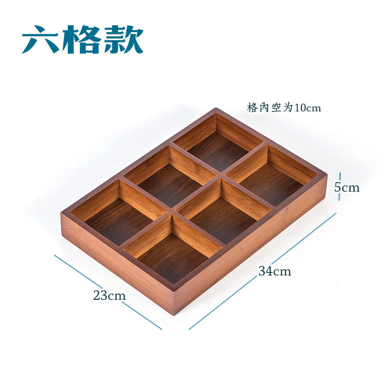 New Style Tea Brewing Tray with Four, Six, and Nine Grids for Fruit and Snacks, Bamboo Wooden Tray for Dried Fruits