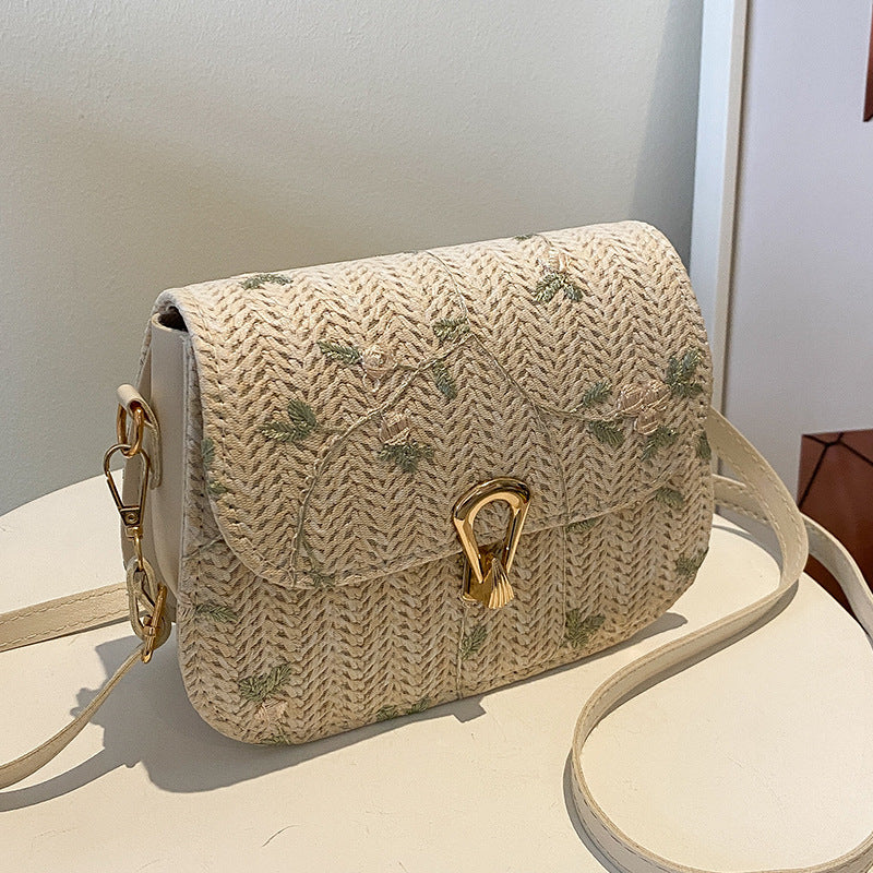 This year's trendy fashion straw woven small bag for women in summer2024New Trendy Versatile Lace Woven Single Shoulder Crossbody Bag for Women
